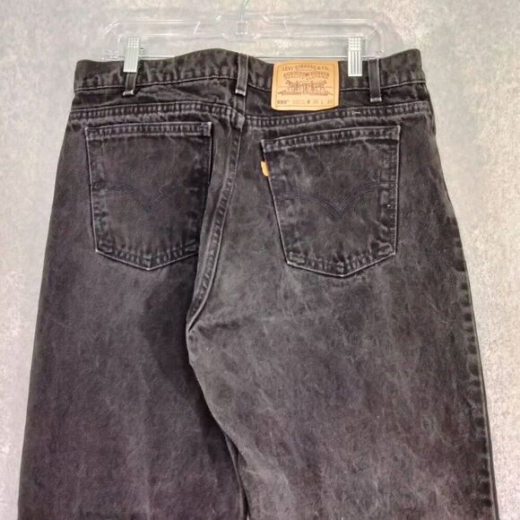 Levis 550 Vintage Jeans Men 36 x 32 Denim Relaxed Fit Tapered Leg USA Made Black - Picture 9 of 11